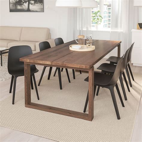 MÖRBYLÅNGA Table et 6 chaises, chêne plaqué/anthracite, 220x100 cm (865/8x393/8") - IKEA CA ...