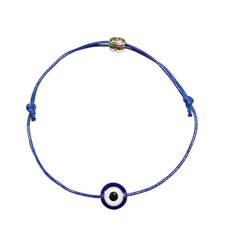 a blue bracelet with an evil eye on it