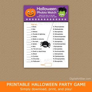 Halloween Phobia Game Halloween Phobia Matching Game Printable ...