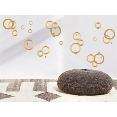 Gold Retro Mod Circle Rings Wall Decals / Modern Geometric Polka Dot ...