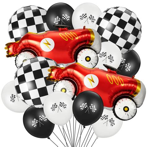 Buy 28 Pcs Race Car Balloon Set Jumbo Vintage Race Car Foil Balloons ...