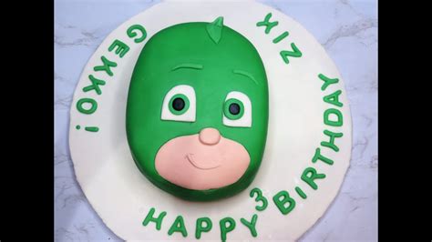 HOW TO MAKE PJ MASK GEKKO BIRTHDAY CAKE FOR KIDS AT HOME - YouTube