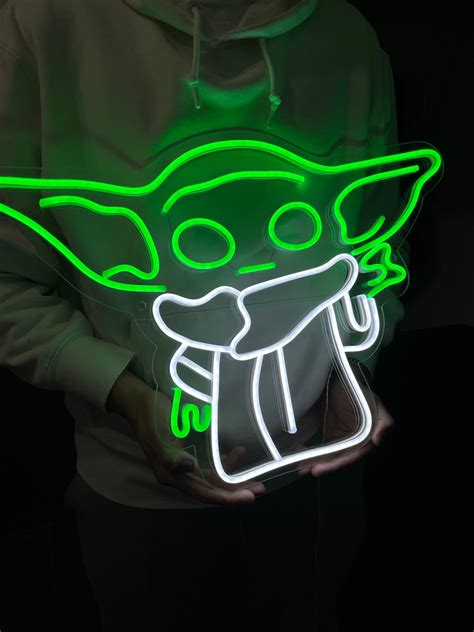 Yoda neon sign Baby Yoda Led Neon Sign Grogu Flex Neon Star Wars Custom ...