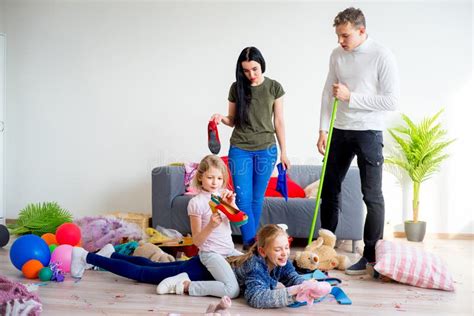 Parents cleaning up stock image. Image of female, disorder - 95846805