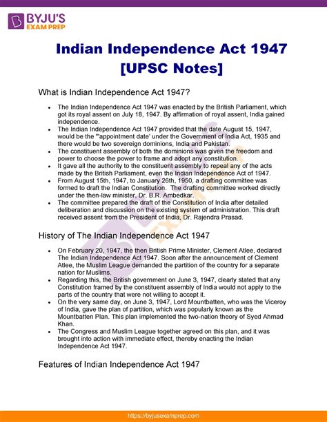 Indian independence act 1947 upsc notes 67 - Indian Independence Act ...