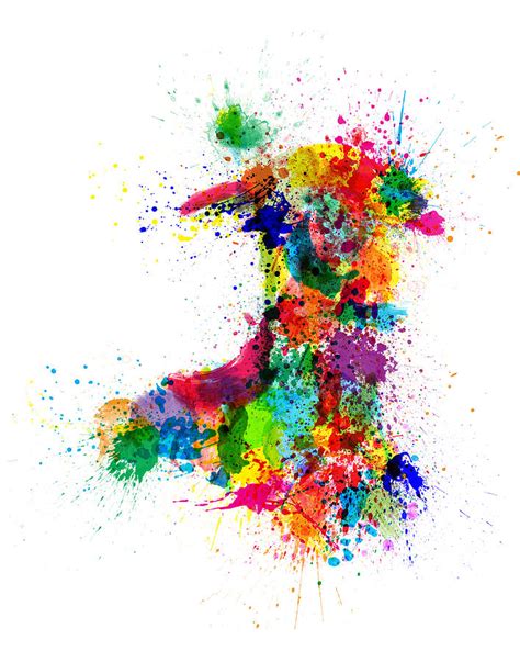 Wales Paint Splashes Map Digital Art by Michael Tompsett