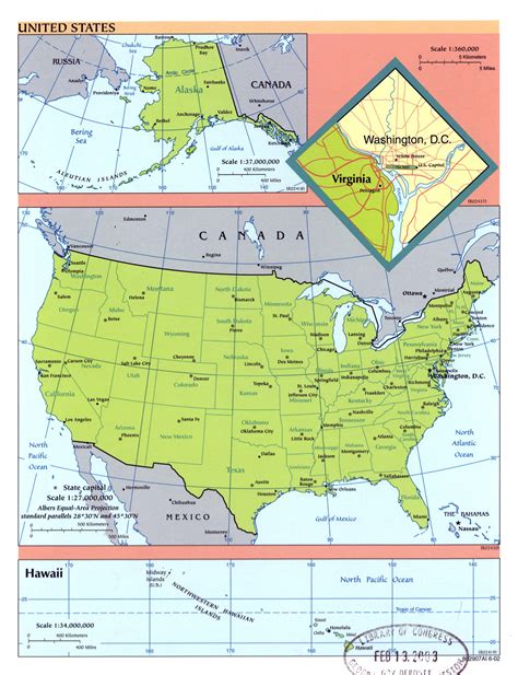 Large scale political and administrative map of the USA - 2002 | USA ...