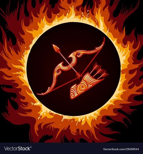 Zodiac sign of sagittarius in fire circle Vector Image | Visionäre ...