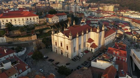 Aerial View Of Leiria Cathedral, Catholic Church In The City Center Of Leiria In Portgual ...