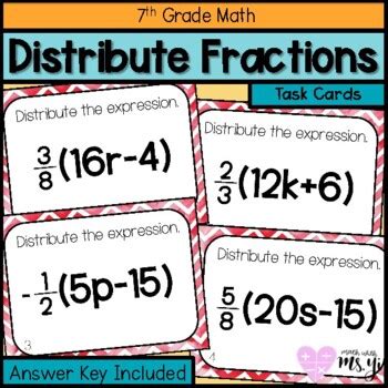 Distributive Property with Fractions Task Cards by Math With Ms Yi