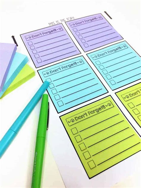 Sticky Notes Printable Template