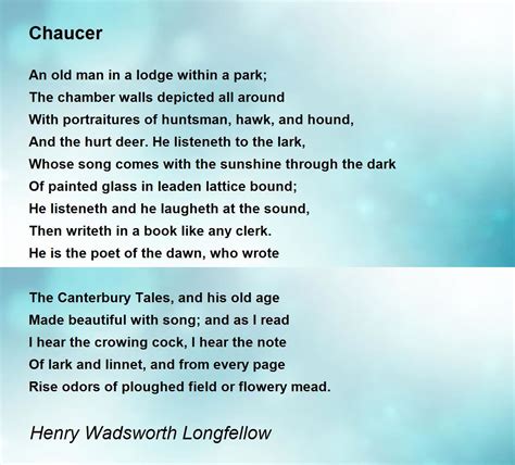 Chaucer Poem by Henry Wadsworth Longfellow - Poem Hunter