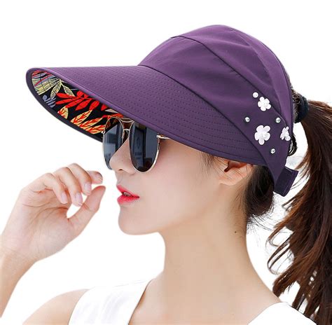 HINDAWI Sun Hats for Women Wide Brim Sun Hat UV Protection Caps Floppy Beach Packable Visor ...