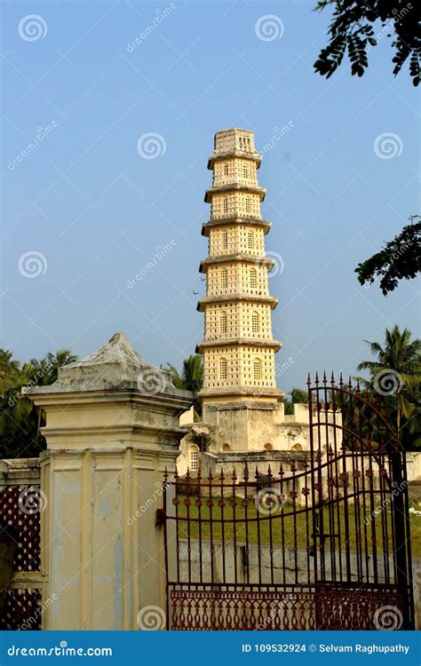 The Tower Of Manora Fort With Gate Silhouette. Stock Photography | CartoonDealer.com #109453622