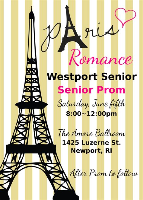 Paris Prom Invitation Parisian Prom Invitations Paris | Etsy