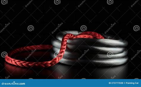 Illustration of White and Red Rope Knot Over Black Background Stock ...