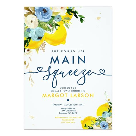 Lemon Bridal Shower She Found Her Main Squeeze Invitation | Zazzle | Bridal shower invitations ...