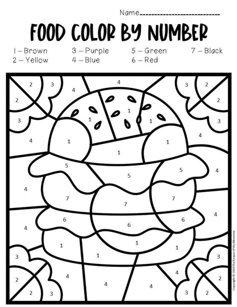 Color by Number Food Preschool Worksheets