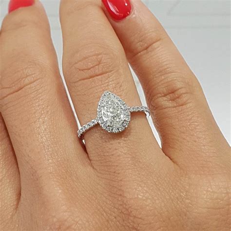 The Sophia Engagement Ring - 2 Carat PEAR SHAPE HALO STYLE DIAMOND RIN – … | Pear shaped ...