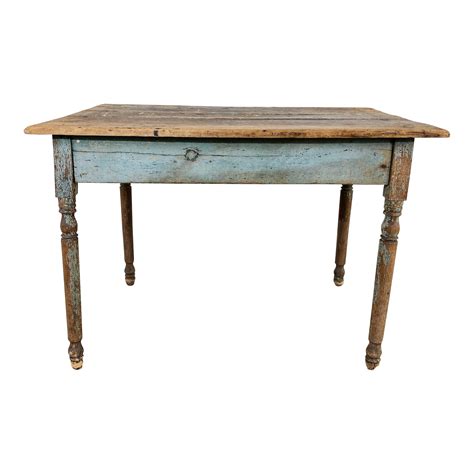 Antique French Blue Farmhouse Table | Chairish