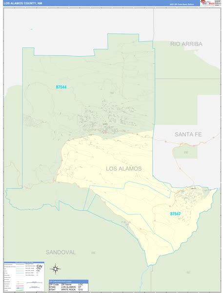 Los Alamos County, NM Zip Code Wall Map Basic Style by MarketMAPS - MapSales