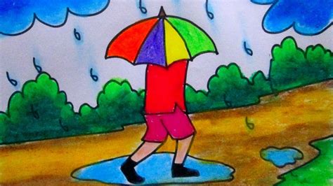 Easy Kids drawing tutorial- How to draw a scenery of rainy season.Concept By Naim Drawing ...