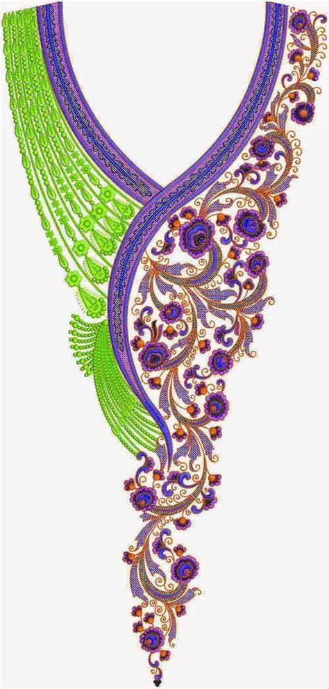 Pakistani Dress Embroidery Lovely Neck Designs - Embdesigntube: Machine Embroidery Patterns ...