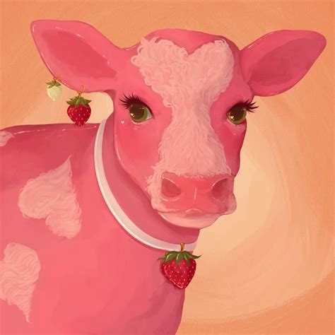 Strawberry cow 🍓🐄 By @tsundenials on Twitter | Cow art, Hippie art, Funky art