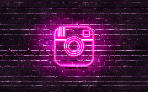 Download wallpapers Instagram purple logo, 4k, purple brickwall, Instagram logo, brands ...