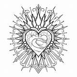 Traceable Heart Sacred Easy Coloring Drawing Drawings Trace Painting  sketch template