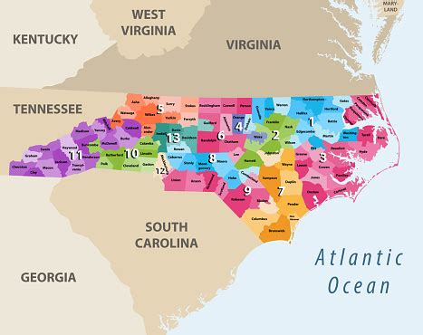 Vector Map Of North Carolina Congressional Districts With Nearest ...