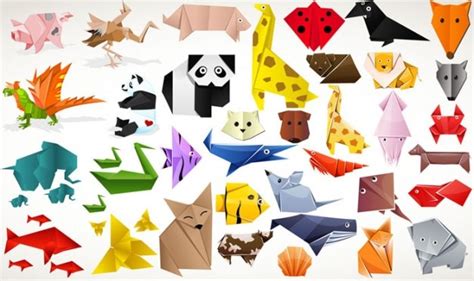 Cute animal origami material vector set Vector | Free Download