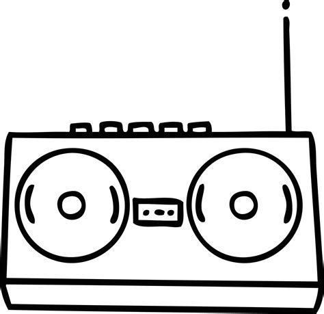 line drawing cartoon retro radio 9707514 Vector Art at Vecteezy