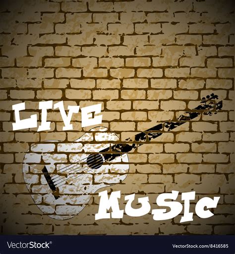 Live music guitar on a brick background Royalty Free Vector