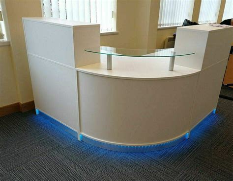 Buy Magickitchens Reception Desk Office Curved Reception Counter Glass Corner LED Colour ...