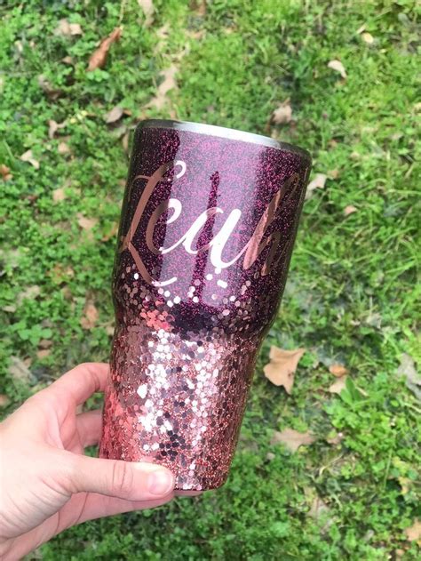 Maroon and Rose Gold Glitter Tumbler with Name or Monogram | Etsy | Glitter tumbler, Glitter ...