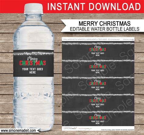 Christmas Water Bottle Labels Template | Printable Christmas Decorations