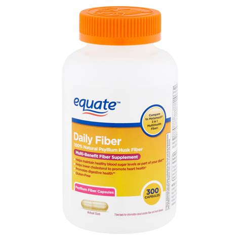 Equate Daily Fiber Multi-Benefit Supplement Capsules, 300 Count - Walmart.com