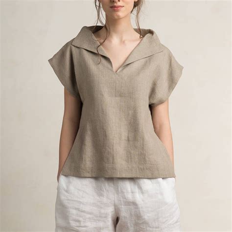 Linen Blouse Women Linen Women's Clothing Short Sleeve - Etsy | Linen top women, Linen shirts ...