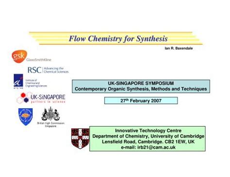 Flow Chemistry for Synthesis