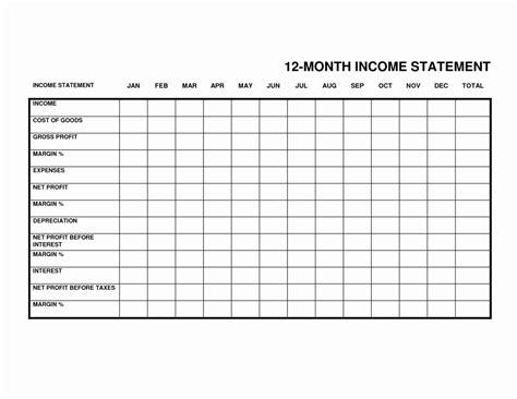 Small Business Income Statement Template Inspirational Monthly In E Statement Monthly Spreadshee ...