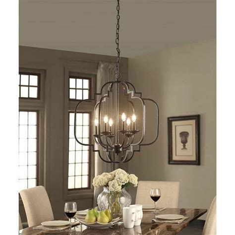 Modern Farmhouse Bronze Chandelier - UHP2370 Modern Farmhouse Chandelier, 28-3/4"H x 32"W, Olde ...