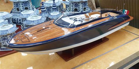 RIVA RAMA SCALE MODEL BOAT, in flecked blue finish, approx 90cm L.