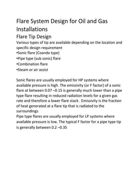 Basic Principles of Design of Flare Tip | PDF | Chemical Process ...