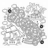 Pirate Maze Ship Mazes Kids Printable Activity Activities Printables  sketch template