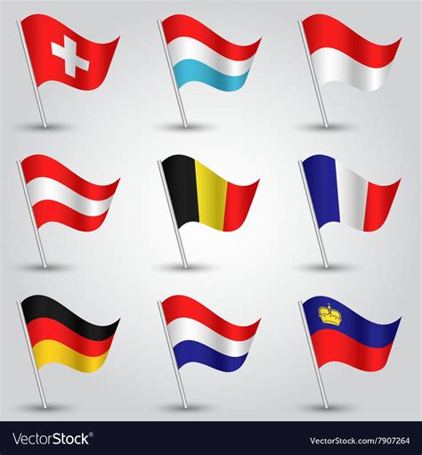 Set of flags countries western europe Royalty Free Vector