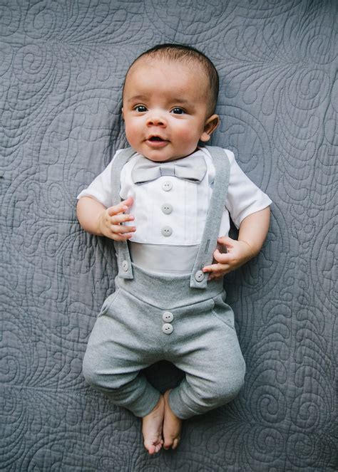 Baby Tuxedo Grey 0-24 M | Baby Boy Wedding Outfit Grey - Bebe Couture