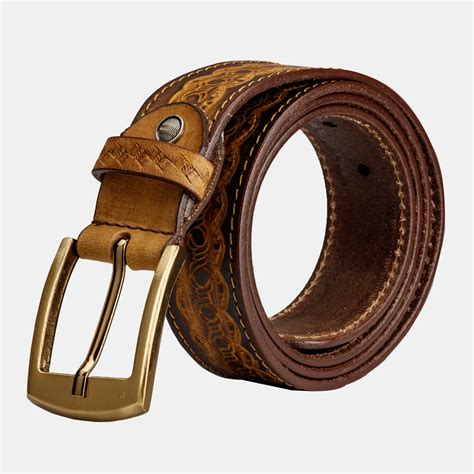 Mens Genuine Leather Western Embossed Belt With Buckle | Finelaer