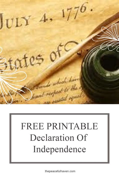 Free Printable Of The Declaration Of Independence - The Peaceful Haven ...