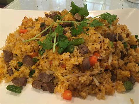 Beef (pictured above), Chicken, or BBQ Pork Fried Rice - $8.50 (Com ...